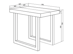 Mesa Consola Extensível, 222x90x73cm, Para 10 pessoas, Pés de madeira, Branco e cinzento