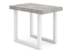 Mesa Consola Extensível, 222x90x73cm, Para 10 pessoas, Pés de madeira, Branco e cinzento