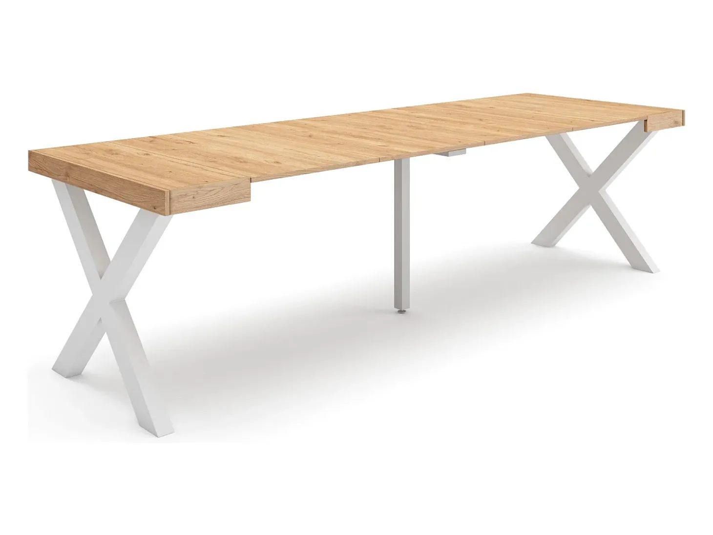 Mesa Consola Extensível, 262x90x73cm, Para 12 pessoas, Pés de madeira, Carvahlo