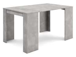 Mesa Consola Extensível, 140x90x77cm, Para 6 pessoas, Mesa de Jantar, Cimento