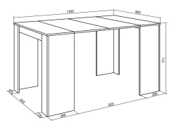 Mesa Consola Extensível, 140x90x77cm, Para 6 pessoas, Mesa de Jantar, Cimento