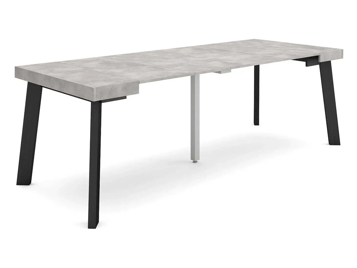 Mesa Consola Extensível, 222x90x73cm, Para 10 pessoas, Pés de madeira, Cimento