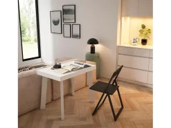 Mesa Consola Extensível, 222x90x73cm, Para 10 pessoas, Pés de madeira, Branco