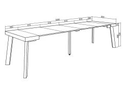 Mesa Consola Extensível, 302x90x73cm, Para 14 pessoas, Pés de madeira, Preto