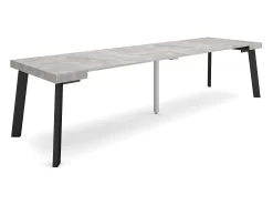 Mesa Consola Extensível, 302x90x73cm, Para 14 pessoas, Pés de madeira, Cimento