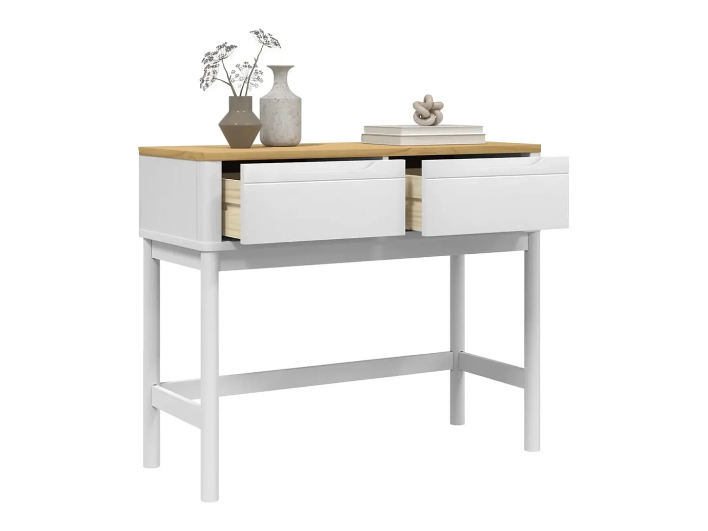 Mesa consola FLORO 89,5x36,5x73 cm pinho maciço branco PT424616