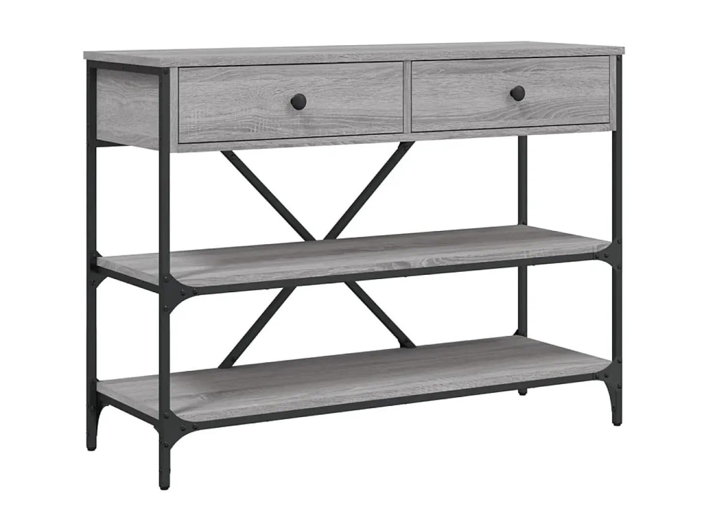 Mesa consola gavetas/prateleiras deriv. madeira cinzento sonoma PT987991