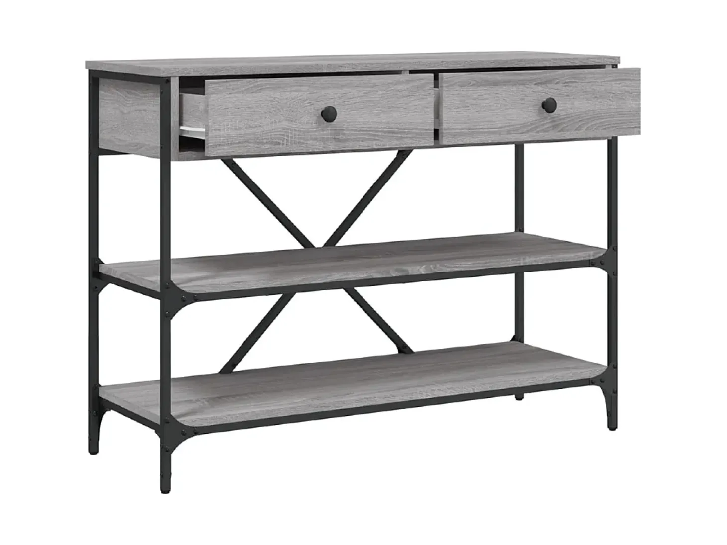 Mesa consola gavetas/prateleiras deriv. madeira cinzento sonoma PT987991