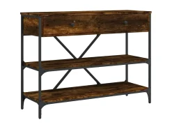 Mesa consola gavetas/prateleiras deriv. madeira carvalho fumado PT717279