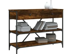 Mesa consola gavetas/prateleiras deriv. madeira carvalho fumado PT717279