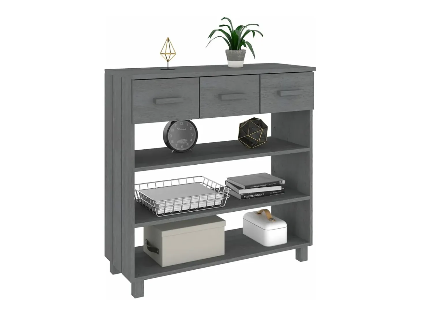 Mesa consola HAMAR 90x35x90 cm pinho maciço cinza-escuro PT833835