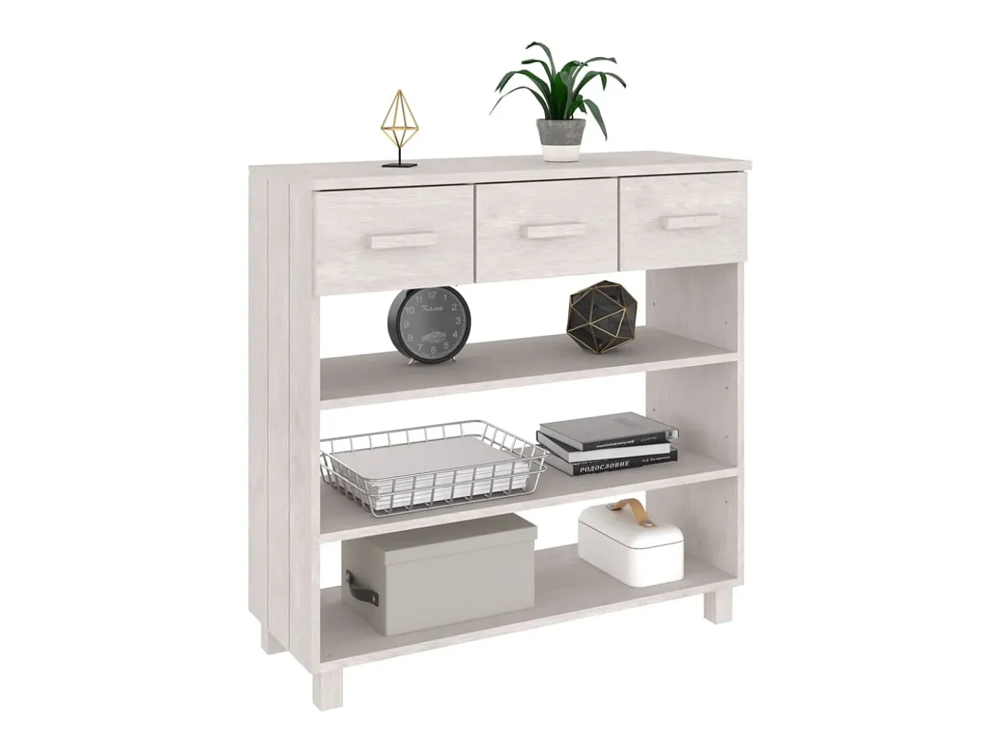 Mesa consola HAMAR 90x35x90 cm pinho maciço branco PT988819