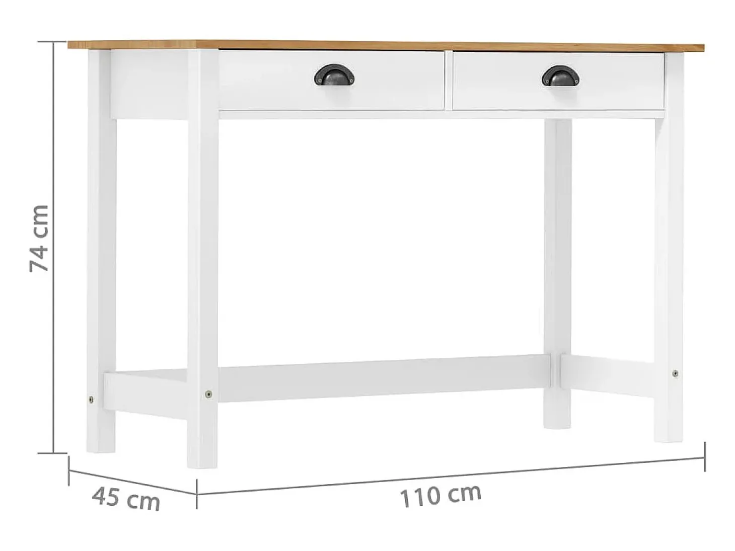 Mesa consola Hill c/ 2 gavetas 110x45x74 cm pinho maciço