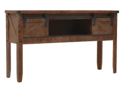 Mesa consola madeira de abeto maciça 131x35,5x75 cm castanho PT786170
