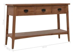 Mesa consola madeira de abeto maciça 126x40x77,5 cm castanho