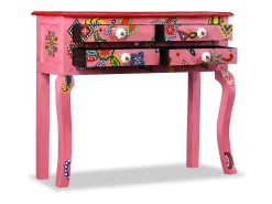 Mesa consola madeira mangueira maciça rosa pintada à mão PT336754