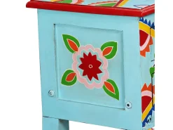 Mesa consola madeira mangueira maciça azul pintada à mão PT997944
