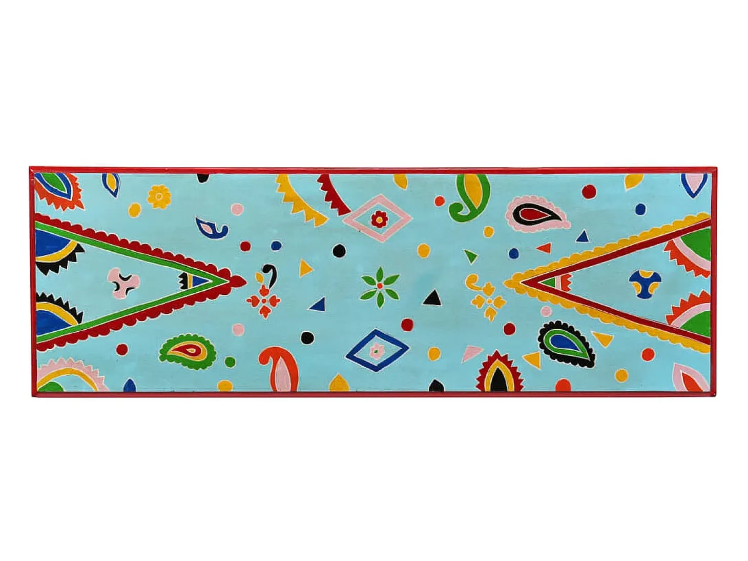 Mesa consola madeira mangueira maciça azul pintada à mão PT997944