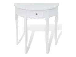 Mesa consola meia-lua com gaveta branco PT432692