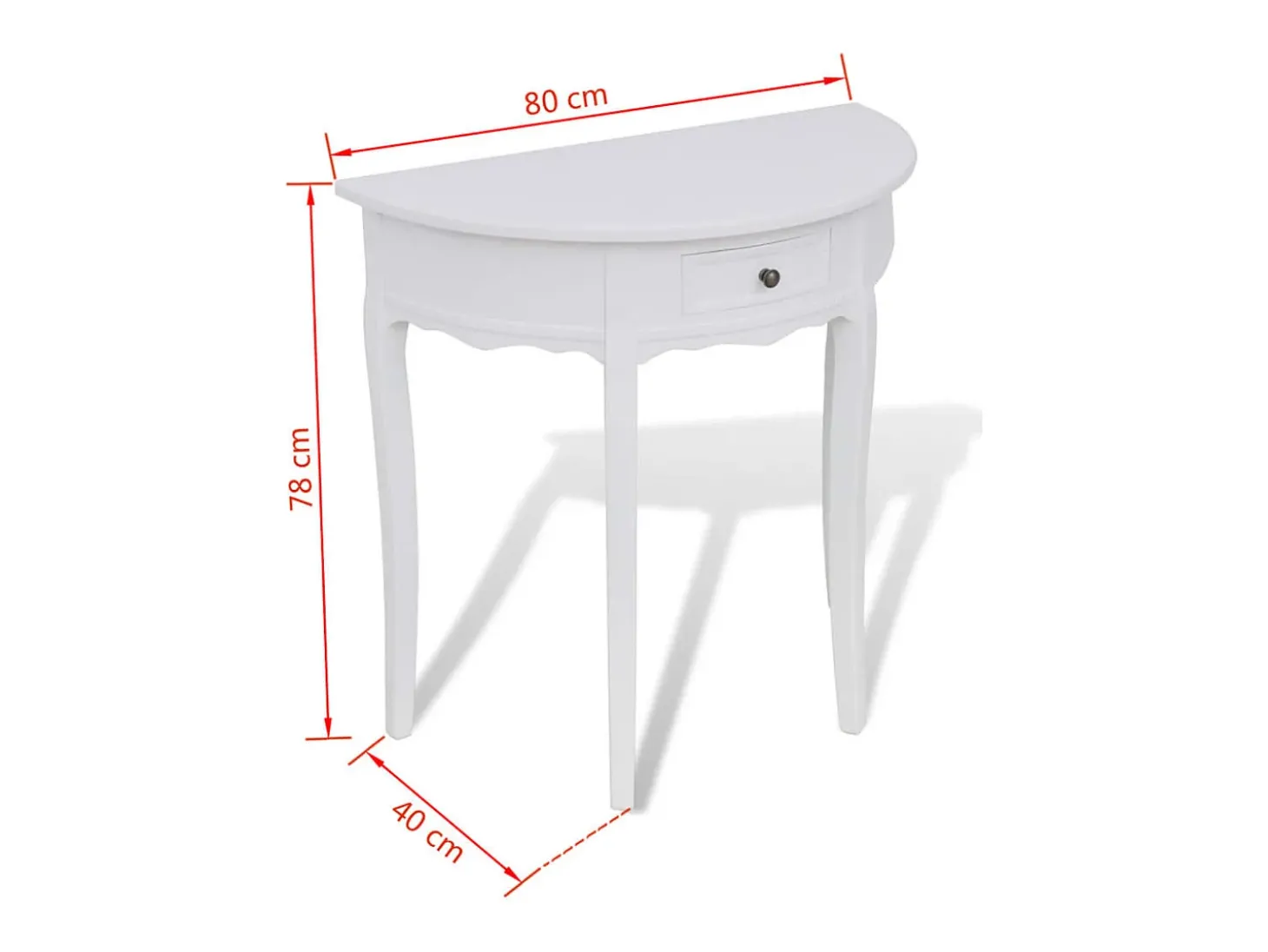 Mesa consola meia-lua com gaveta branco PT432692