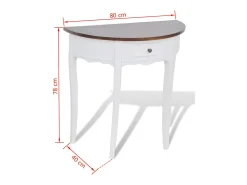 Mesa consola meia-lua com gaveta e tampo castanho PT310211