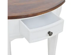 Mesa consola meia-lua com gaveta e tampo castanho PT310211