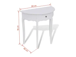 Mesa consola meia-lua com gaveta branco
