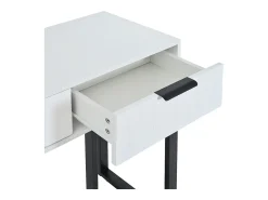 Mesa consola moderna, com 2 gavetas, pés ajustáveis, Branco e Preto