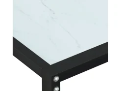 Mesa consola mármore branco 160x35x75,5 cm vidro temperado