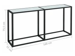 Mesa consola mármore branco 160x35x75,5 cm vidro temperado