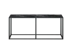 Mesa consola mármore preto 180x35x75,5 cm vidro temperado PT496848