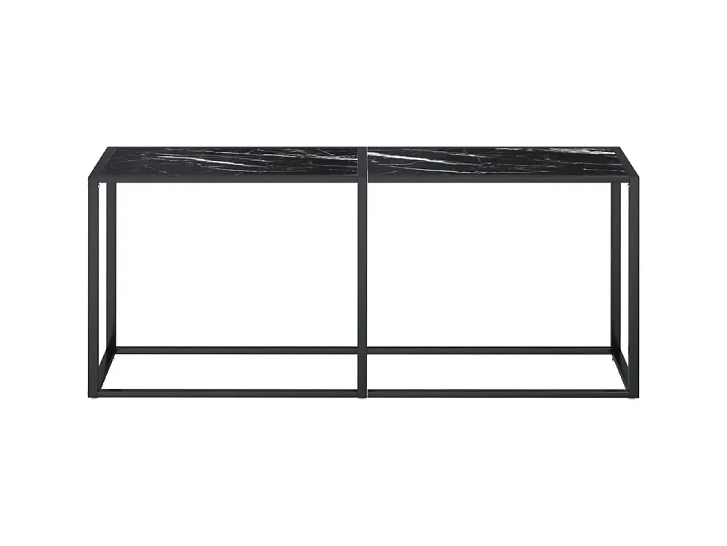 Mesa consola mármore preto 180x35x75,5 cm vidro temperado PT496848
