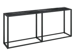 Mesa consola mármore preto 180x35x75,5 cm vidro temperado PT496848