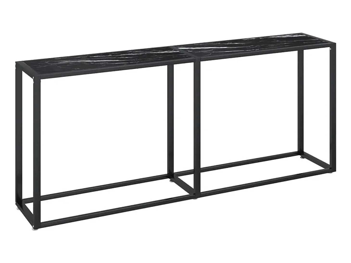Mesa consola mármore preto 180x35x75,5 cm vidro temperado PT496848