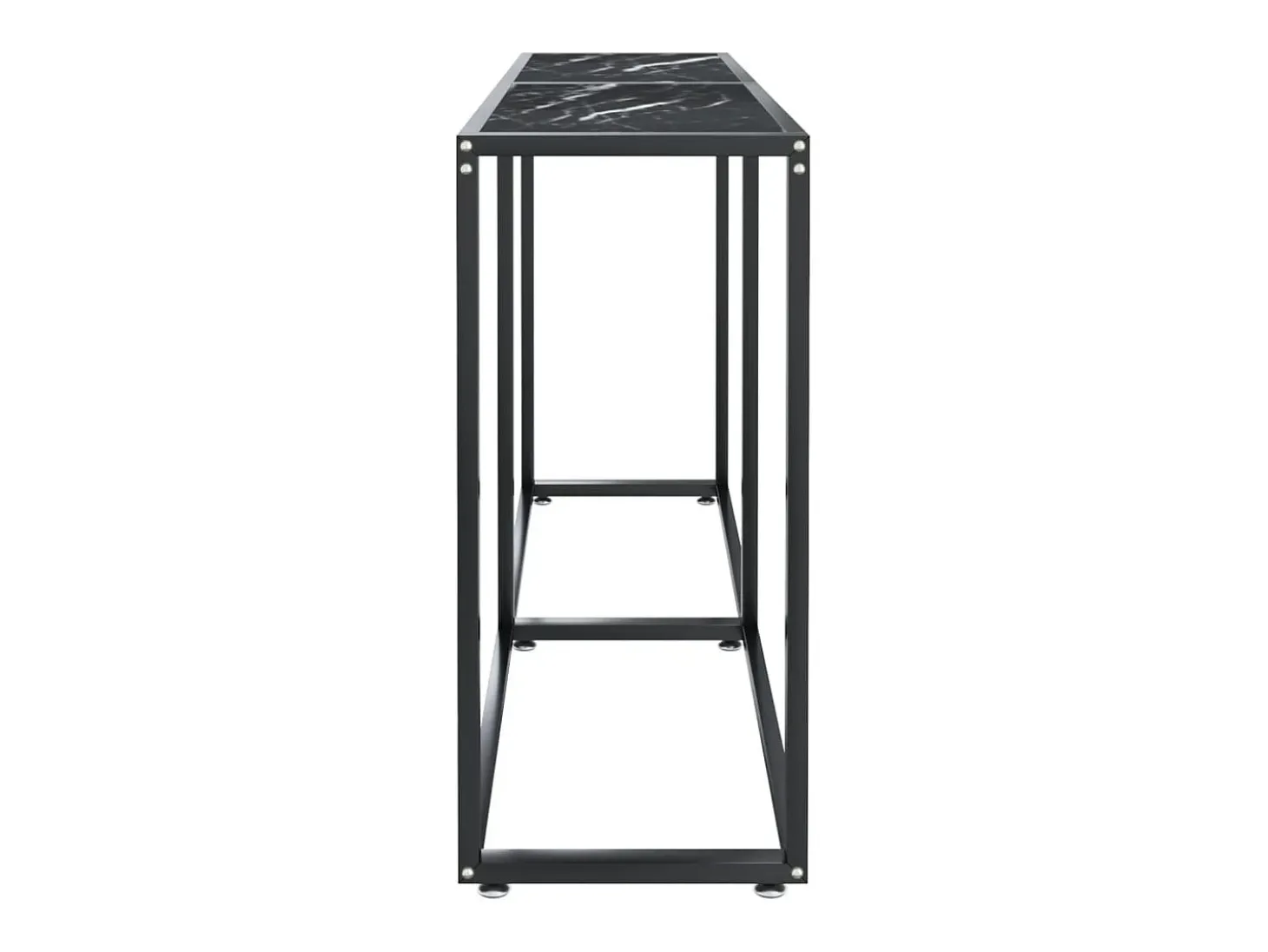 Mesa consola mármore preto 140x35x75,5 cm vidro temperado