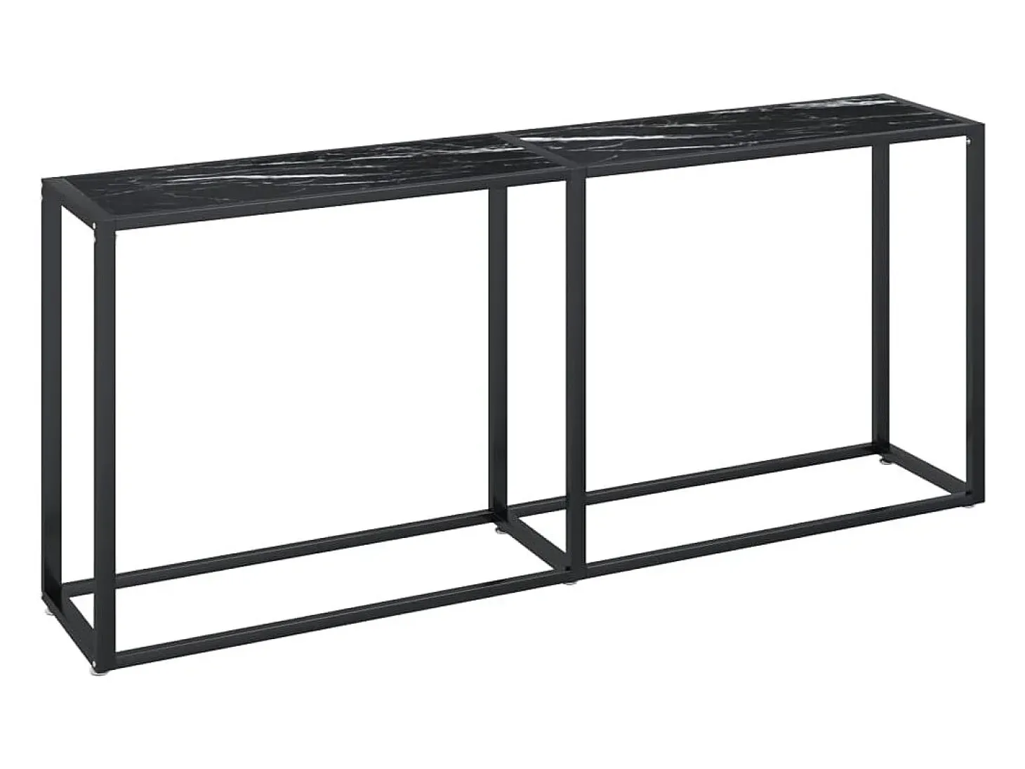 Mesa consola mármore preto 180x35x75,5 cm vidro temperado