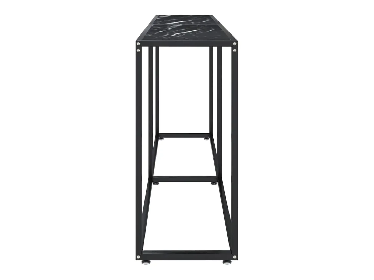 Mesa consola mármore preto 180x35x75,5 cm vidro temperado