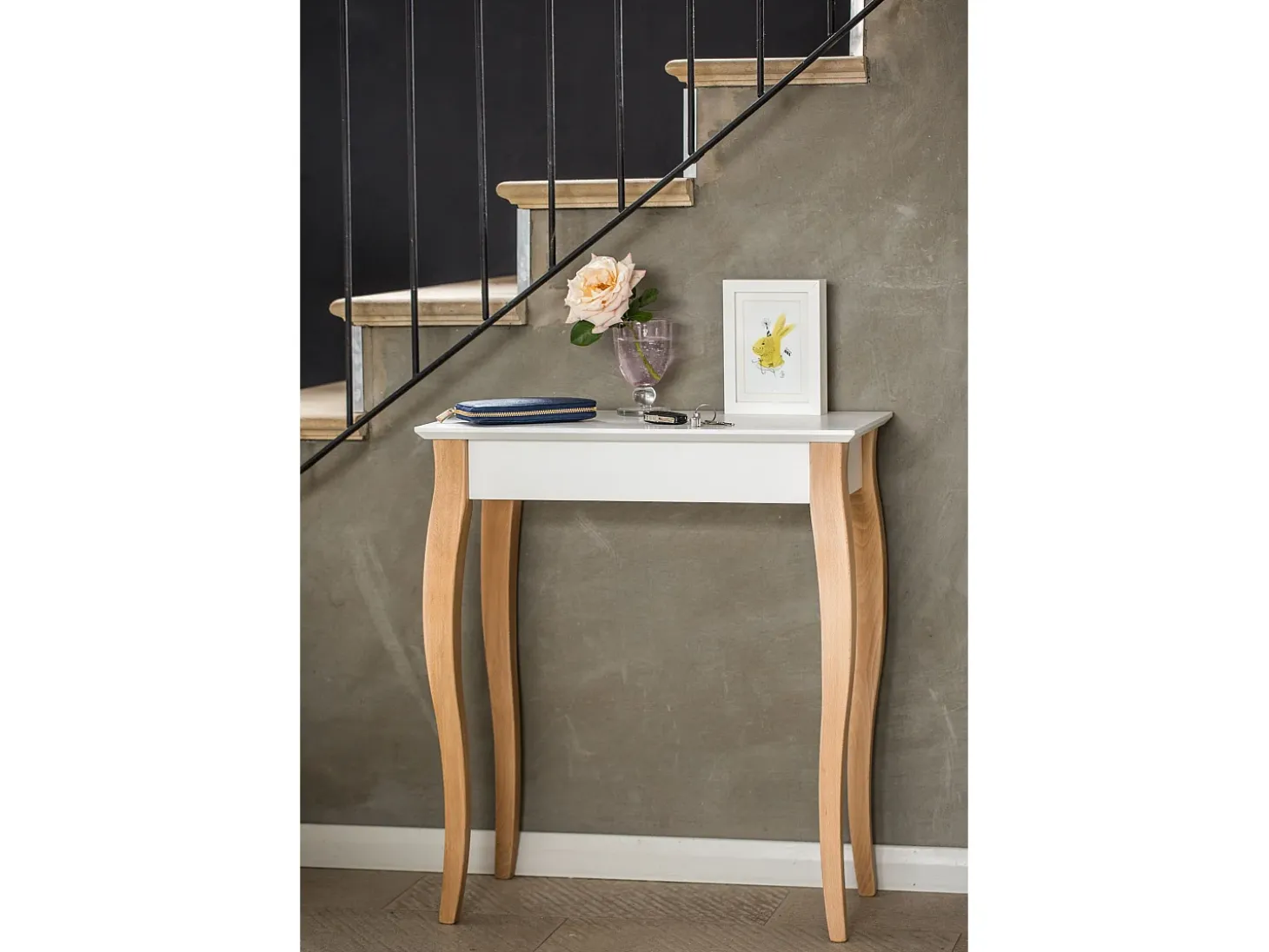 Mesa Consola Pequena 65 x 35 cm Lillo Branco Giz