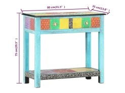Mesa consola pintada à mão 80x35x75 cm mangueira maciça