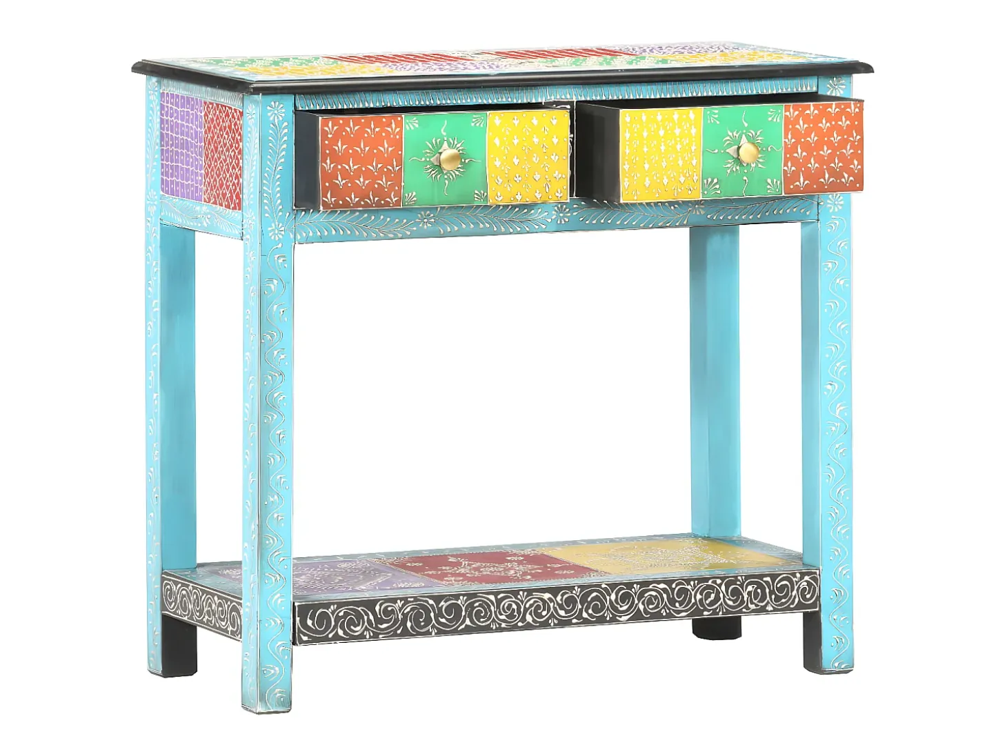 Mesa consola pintada à mão 80x35x75 cm mangueira maciça PT574825