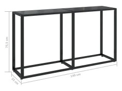 Mesa consola preto 140x35x75,5 cm vidro temperado