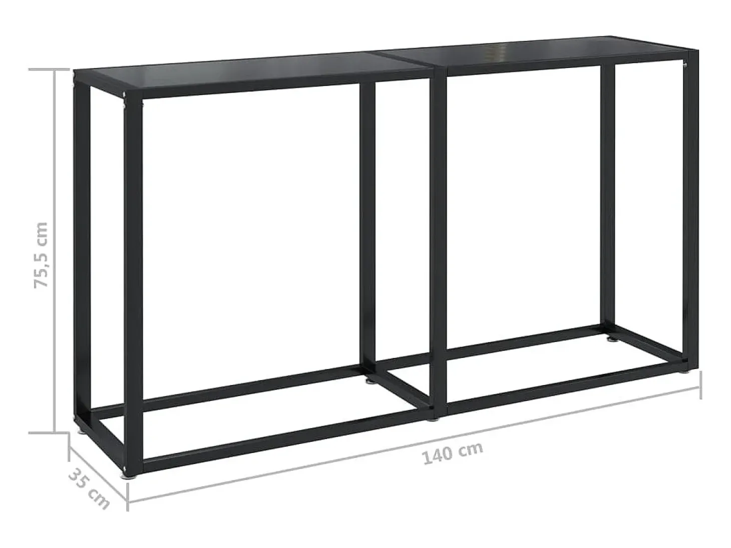 Mesa consola preto 140x35x75,5 cm vidro temperado