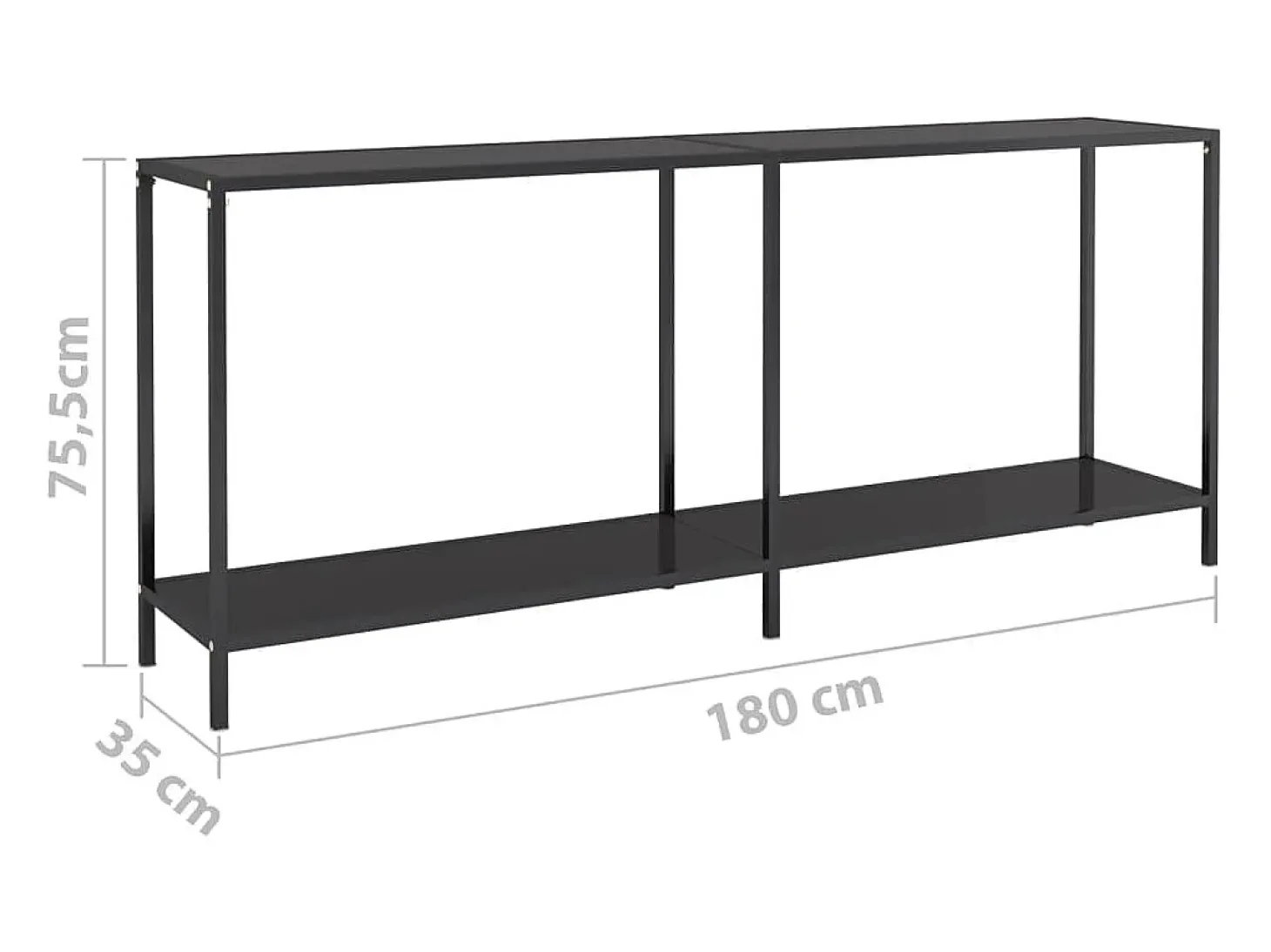 Mesa consola preto 180x35x75,5 cm vidro temperado