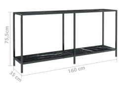Mesa consola preto 160x35x75,5 cm vidro temperado