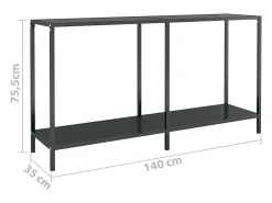 Mesa consola preto 140x35x75,5 cm vidro temperado