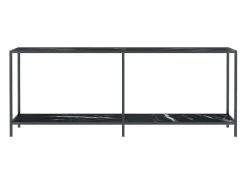 Mesa consola preto 200x35x75,5 cm vidro temperado PT420912