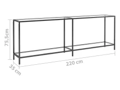 Mesa consola transparente 220x35x75,5 cm vidro temperado