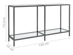 Mesa consola transparente 140x35x75,5 cm vidro temperado
