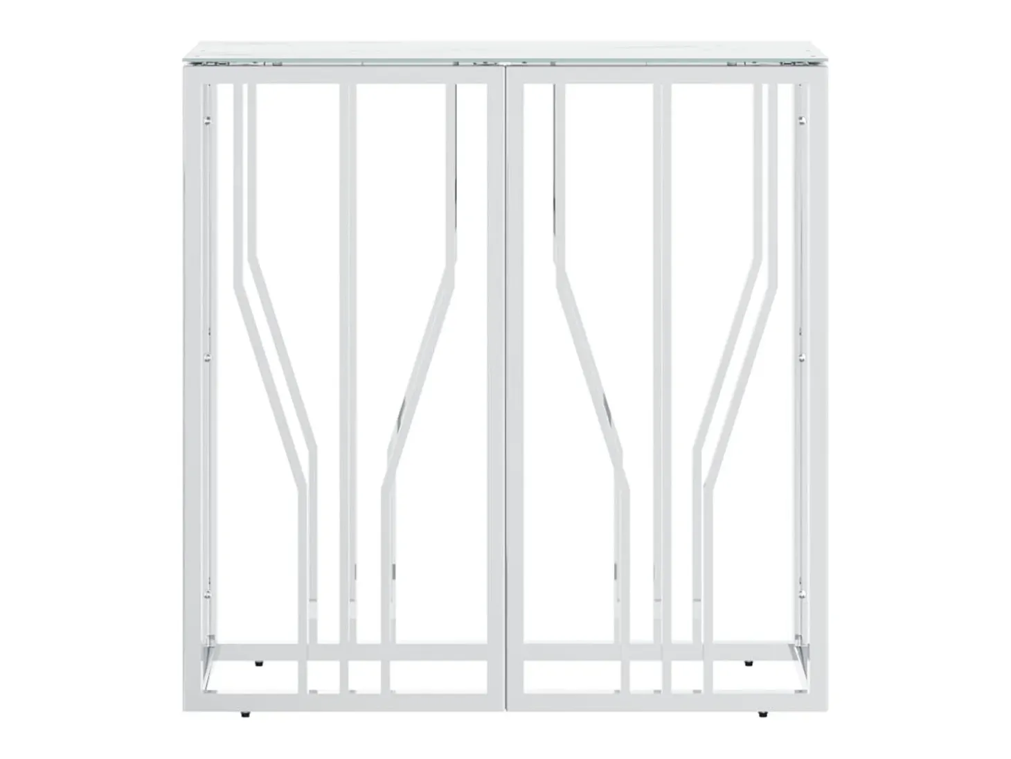 Mesa consola 70x30x70 cm aço inoxidável e vidro prateado PT948261