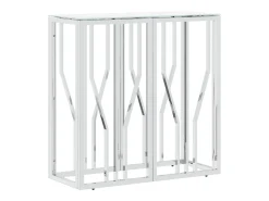 Mesa consola 70x30x70 cm aço inoxidável e vidro prateado PT948261